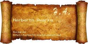 Herberth Avarka névjegykártya
